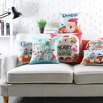 

Linen Cushion Cover Home Decorative American style Rural Christmas Cartoon Pattern 21 Pillow Case Sofa Chair Waist Pillow cover