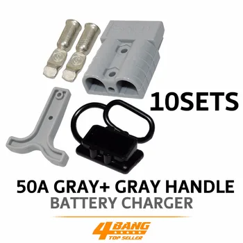 

10sets 50A Gray BATTERY CONNECTORS PLUG (#10/12AWG) Quick Connect T-bar Handly and Cover ATV BOAT RV