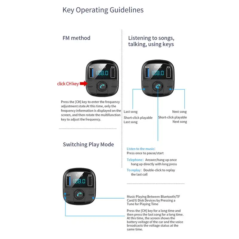 Onever Car Handsfree Wireless Bluetooth Kit FM Transmitter U Disk TF Card LCD Car MP3 Player FM Modulator Car Accessories