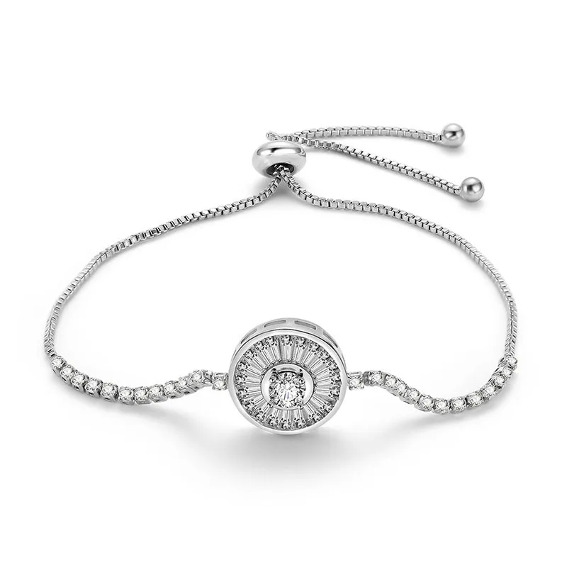 

Geometric circle zircon Adjustable korea Bracelets For Women Silver Color Shape Bracelets Fashion Personality Jewelry