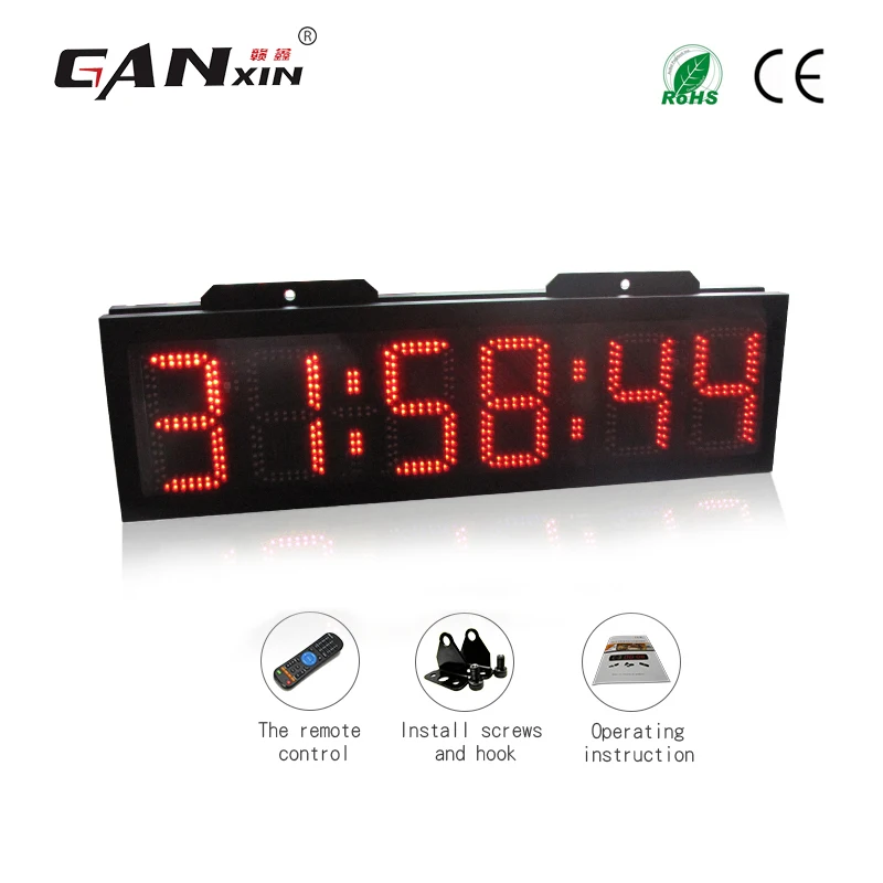 [GANXIN]Shenzhen 6 Digits double side led race timing wall clock modern design waterproof