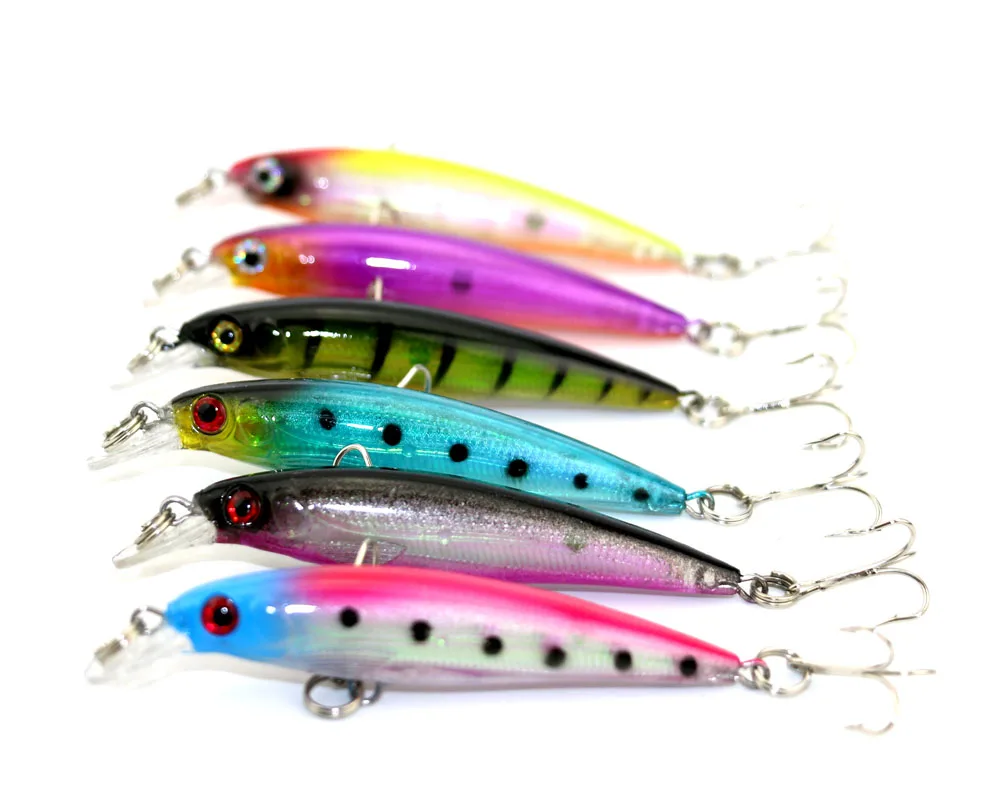  6pcs Minnow Fishing lures Swim bait wobbler hard bait Fishing Hooks Artificial plastic lure