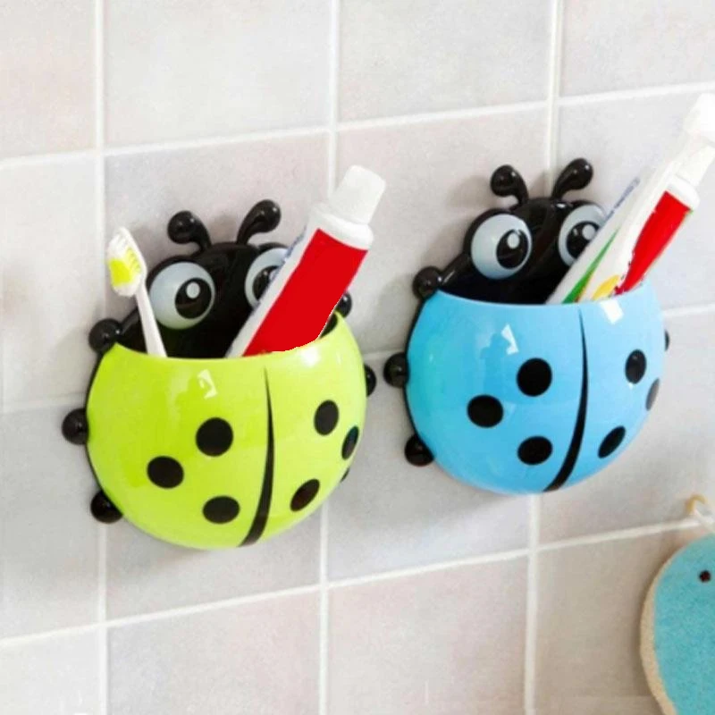 

Creative Cute Cartoon Portable Animal Sucker Ladybird Designed Toothbrush Holder cartoon Bathroom toothbrush toiletries storage