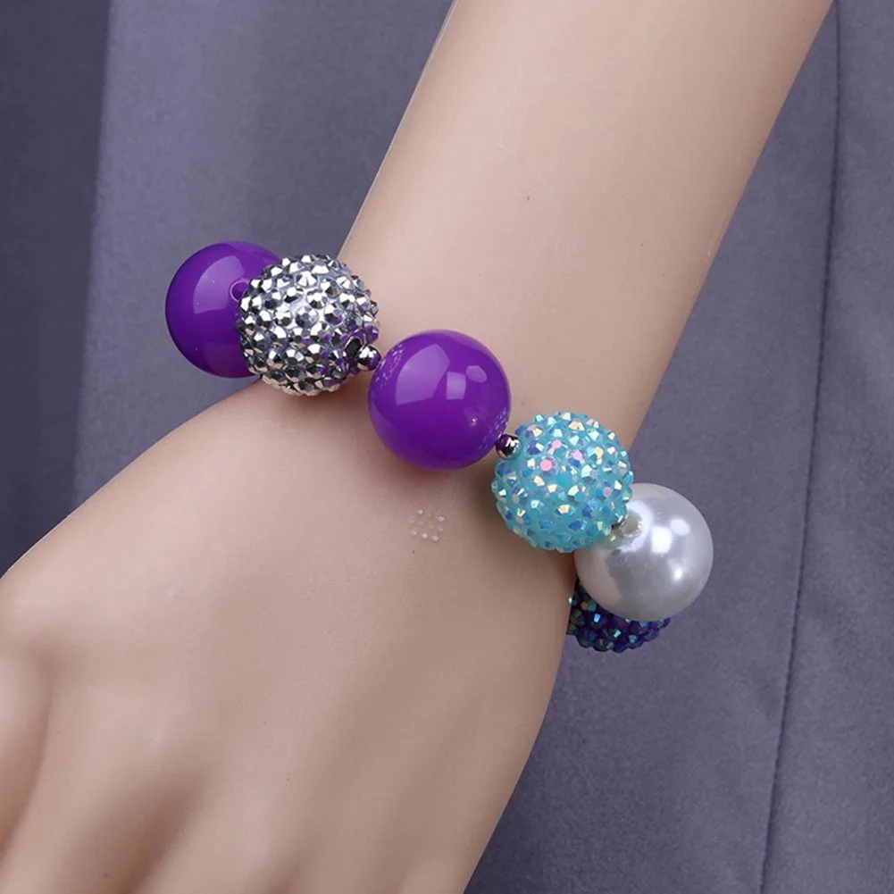 Buy 2017 New Arrival Beads Girls Chunky Bracelets Rainbow Colorful Strand Kids