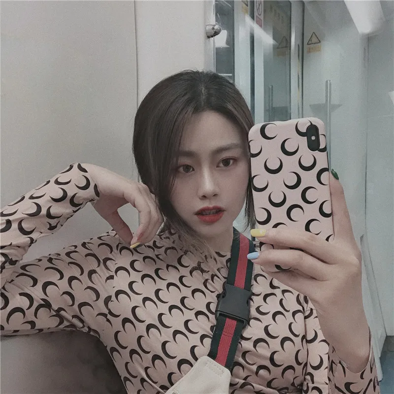 

INS Moon pattern Phone Case For iphone XS Max XR X Case For iphone 6 6s 7 8plus Cover Fashion Cartoon Soft IMD Cases Matte Capa