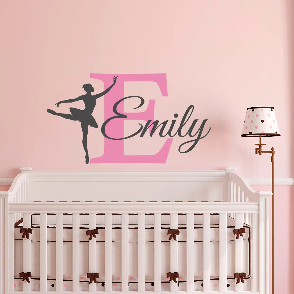 Ballerina Wall Decal Girl Personalized Name Ballet Dance Vinyl Wall