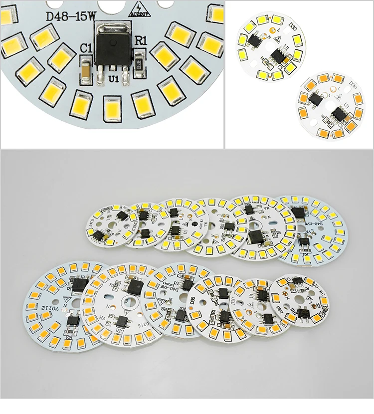 Умный IC светодиодный SMD чип 3 Вт 5 Вт 7 Вт 9 Вт 12 Вт 15 Вт SMD2835 светодиодный светильник AC220V холодный белый теплый белый DIY светодиодный прожектор