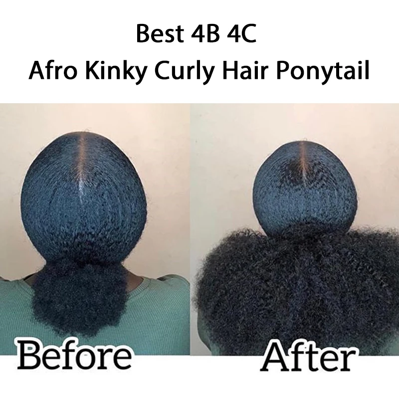 Афро кудрявый вьющиеся конский хвост remy волосы штук для женщин натуральный черный клип в хвостики шнурок 100% человеческие волосы Dolago