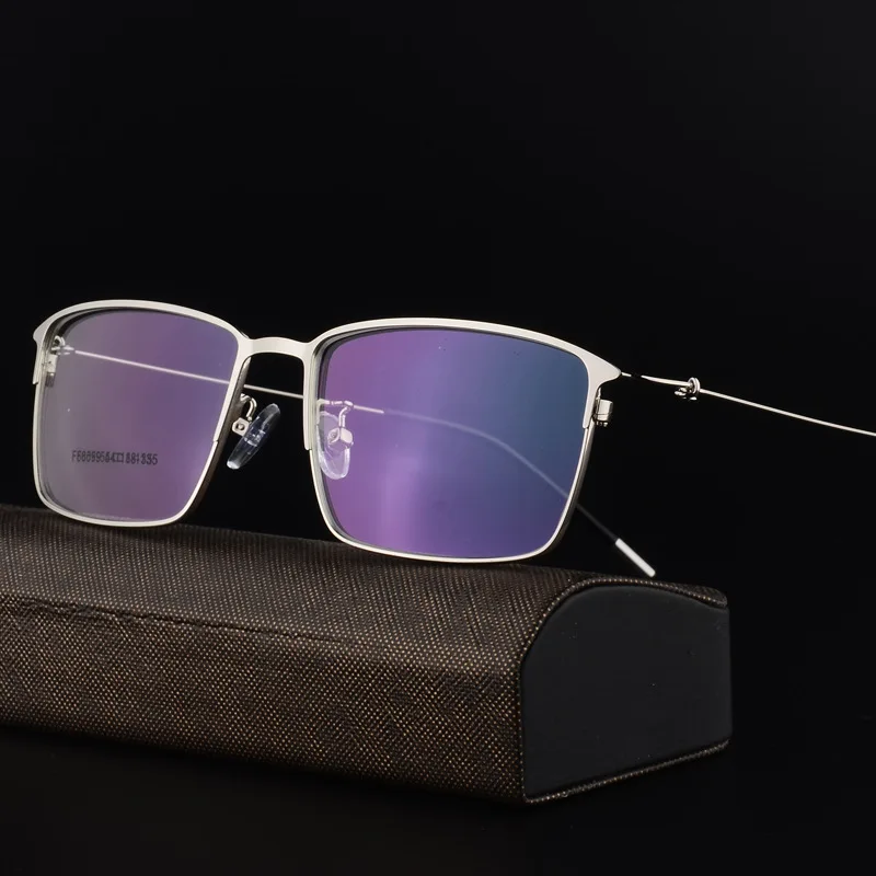 Alloy Glasses Frame Men Ultralight Square Myopia Prescription Eyeglasses Male Metal Full Optical Frame Screwless Eyewear F6059