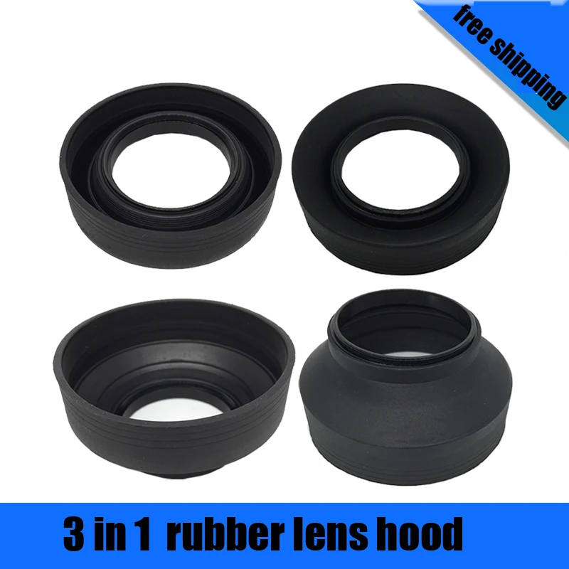 55/58/55/58/49/5249mm 3 in 1 lens hood Stage Collapsible rubber Camera