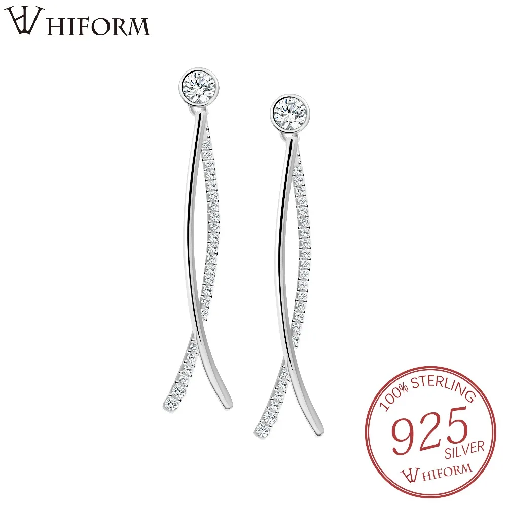 

925 Sterling Silver Cross Geometry Drop Earrings with Cubic Zirconia for Women Luxury Earring Fine jewelry Brinco Gift
