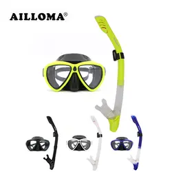 AILLOMA Подводное плавание маска трубки силиконовые Водонепроницаемый незапотевающий утечки дайвинг маски и трубки Набор для Diver