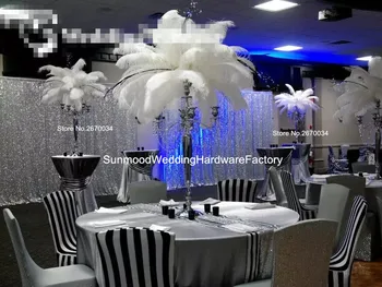 

Floral decoration / white ostrich feathers sliver mental wedding centerpieces