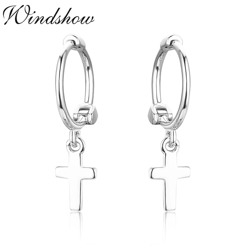 

Cute 925 Sterling Silver Tiny Cross Charms Circles Small Loops Huggie Hoops Earrings For Women Jewelry Kids Girls Aros Aretes