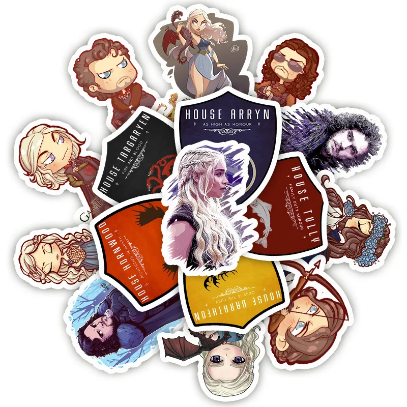 

50 Pcs game of Thrones Stickers Movie Role waterproof Sticker for Motorcycle Luggage Bike Notebook Waterproof Diy Toy