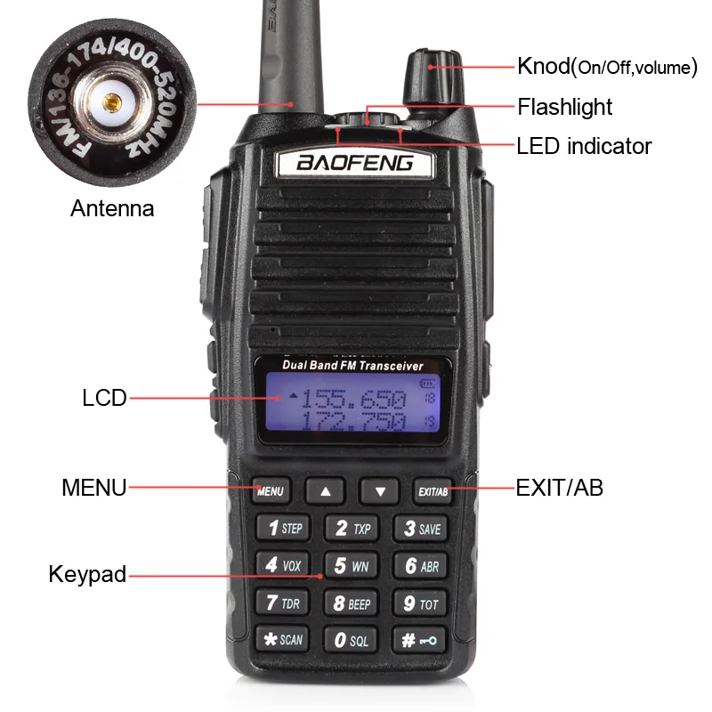 Baofeng UV-82L VHF/UHF 136-174/400-520 МГц двухдиапазонный FM Ham двухстороннее Радио рация 3000 мАч батарея