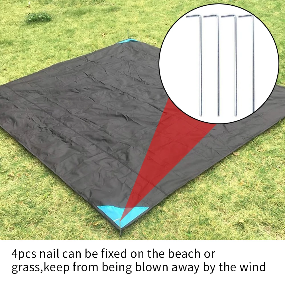 Летние уличное пляжное покрывало водонепроницаемый коврик для кемпинга Весна Пикник Одеяло складной с колышки для грунта карабин высокое качество
