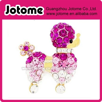 

1.88x1.63 inches Fuchsia Pink Poodle Dog Crystal Pin Brooch