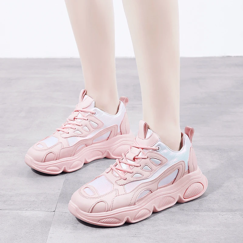 

GOODRSSON Women Casual Shoes PU Vamp Four Seasons Mesh Super Fire Women'S Shoes Breathable Sport Tide Shoes Ladies Sneaker Women
