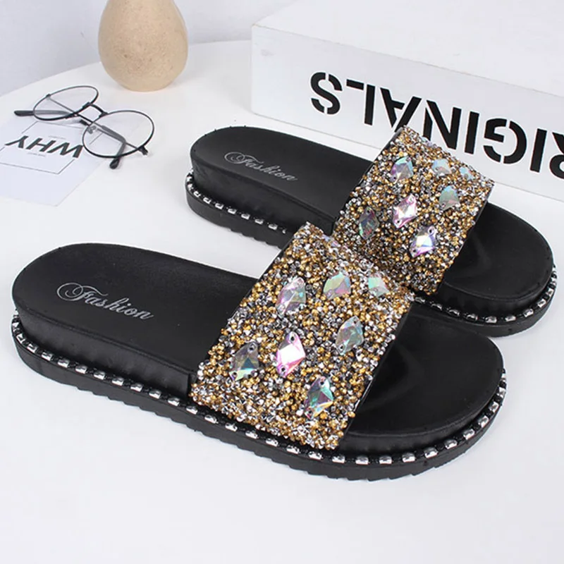 bling slip on sandals