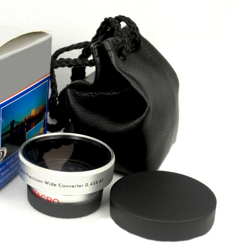 

High Quality Wide Angle Conversion Lens 30.5mm 0.45x for Camcorders 30.5 0.45 Silver + Black lens bag