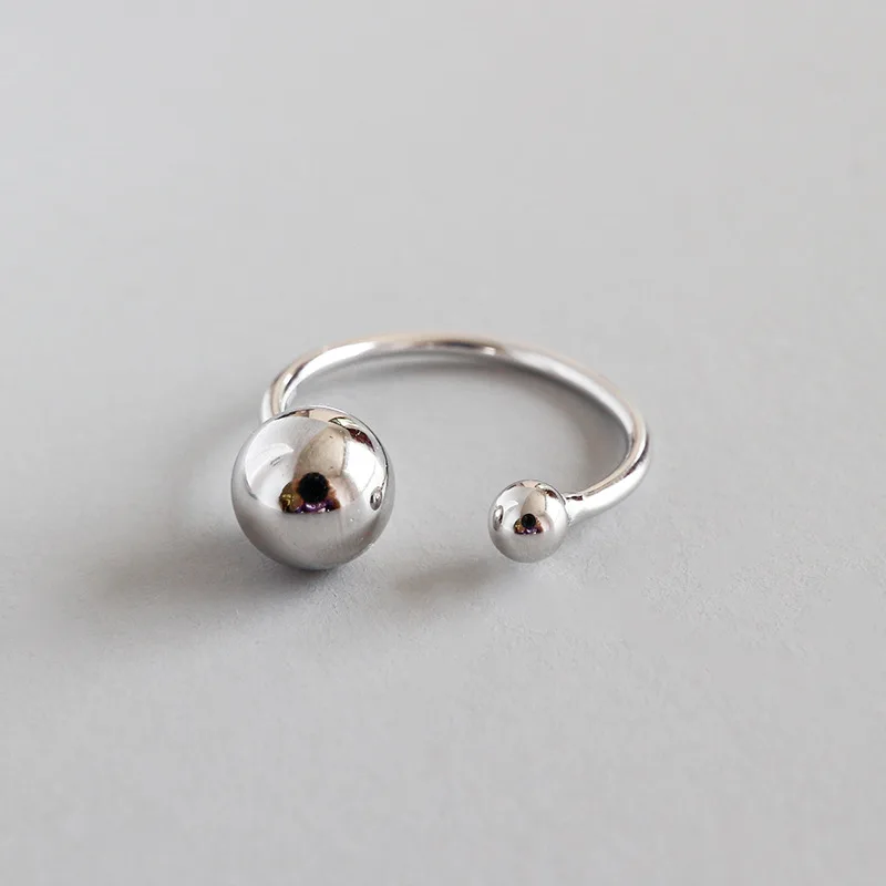 

HFYK 2019 925 sterling silver rings for women small big round beads adjustable rings silver jewelry anillos anel bague femme