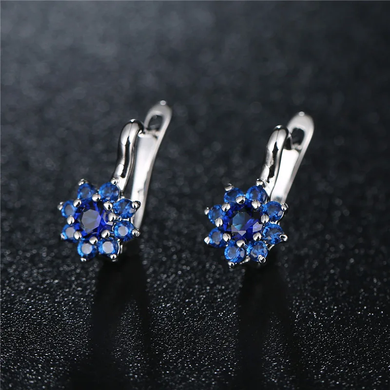 Bilincolor синий кубический цирконий мода английский замок милые трендовые маленькие серьги для свадьбы Вечерние