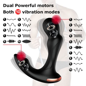 Sex Toys For Men Prostate Massager Vibrator Butt Plug Anal Tail Rotating Wireless Remote USB Charging Adult Products For Man 3