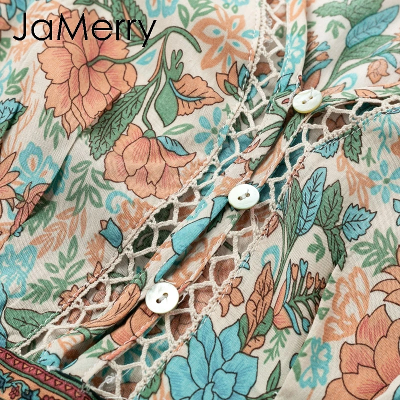 JaMerry Boho vintage сексуальные мини короткое платье женские богемные рукав фонарик