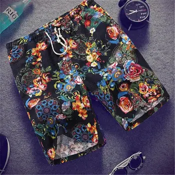 

Male ladies beach summer flower sho summer Big five-point male and female casual pan cotton
