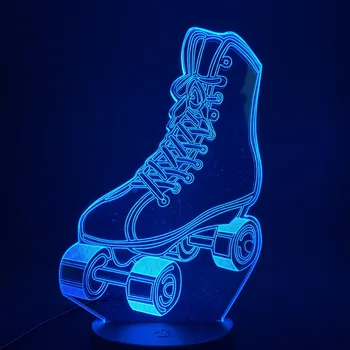 

3d Led Night Light Roller Skates Touch Switch Color Changing for Home Room Decor Atmosphere Kids Child Girl Bedside Desk Lamp