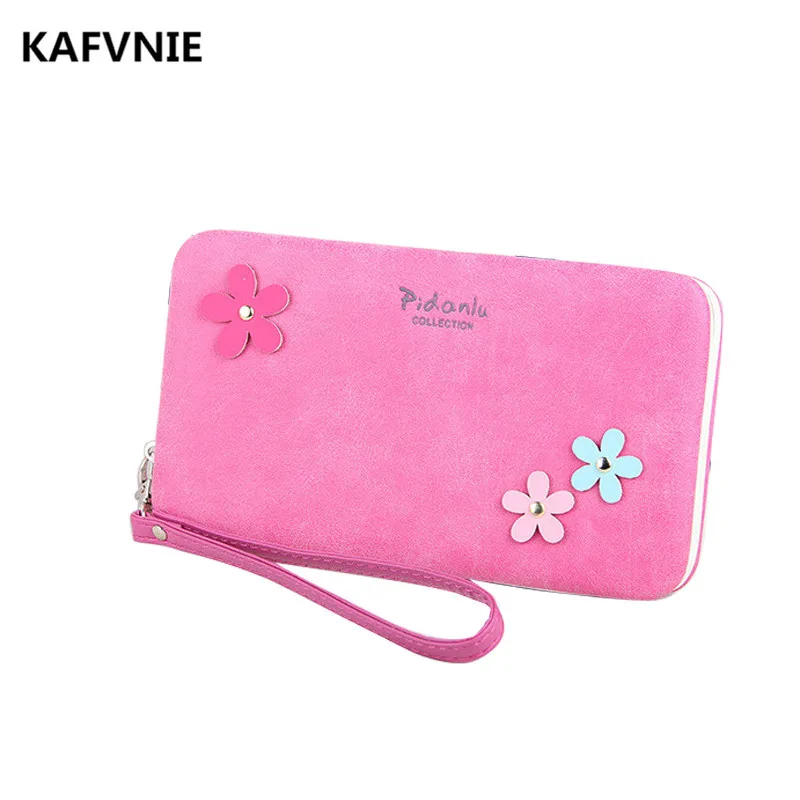 

New Women's Purse PU Flower Multicolor Wallet Brand Design High Quality Female Fashion Dollar Price Long Girl Gold Color Wallet