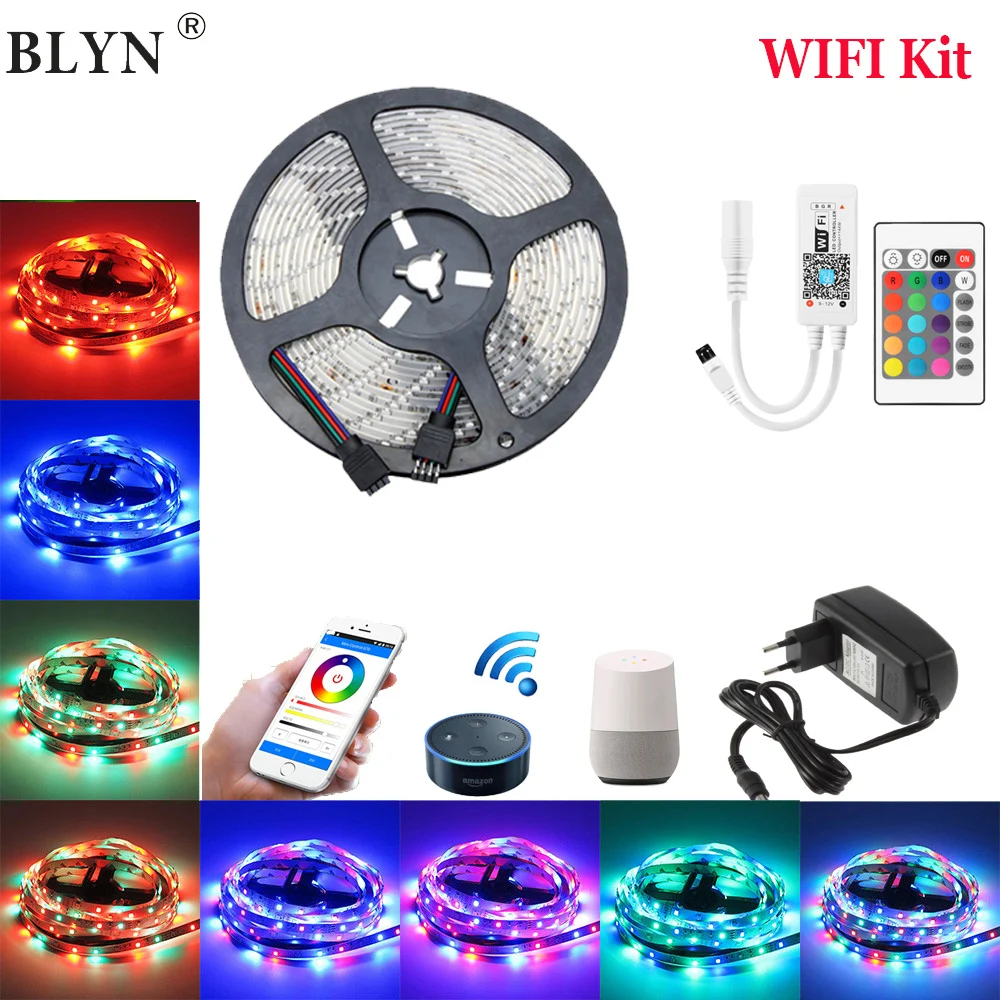 Гибкая светодиодная ленсветильник 12 В постоянного тока 2835 SMD RGB Wi Fi 10 м 15