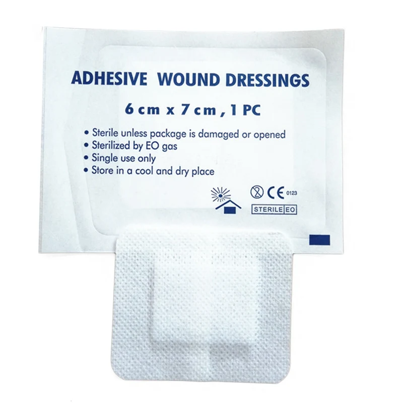 

10 Pcs/lot Large Size Hypoallergenic Non-woven Adhesive Wound Band aid Bandage Large Wound First Aid 6*7cm