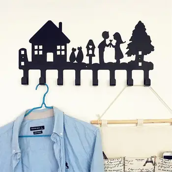 

Free Nail Black Iron Hanger Creative Children Room Decoration Clothes Metal Hanger Wall Hanging Wardrobe Storage Cartoon Hook