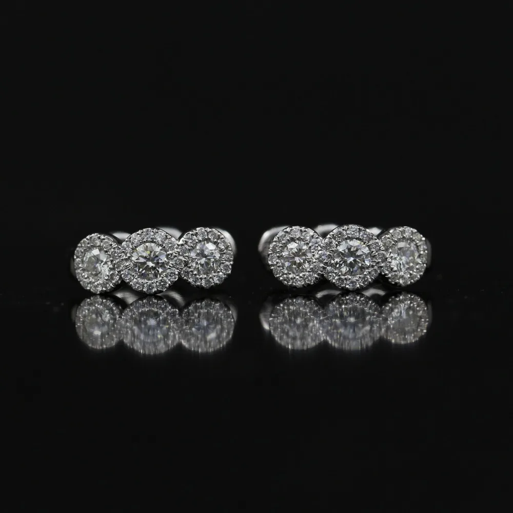 

LASAMERO 0.12CT Round Cut Natural Diamond Cluster Earrings 18K Gold Diamond Halo Stud Earrings Fine Jewelry Earring Studs