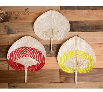 

100pcs Palm Leaves Fans Handmade Wicker Multicolor Palm Fan Traditional Chinese Craft Home Decoration