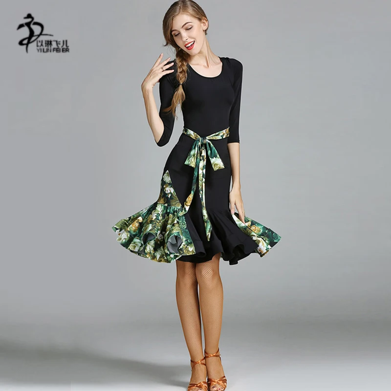 

Tops & Skirt Latin Dance Costumes Ladies Latin Salsa Dance Competition Dress Women Ballroom Stage Performance Skirt