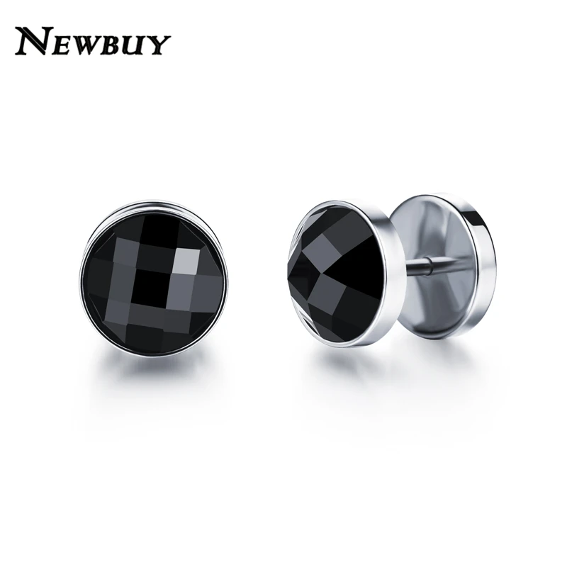 

NEWBUY Hot Sale Luxury Crystal Stud Earrings For Women High Quality Stainless Steel Female Wedding Jewelry 2 Colors