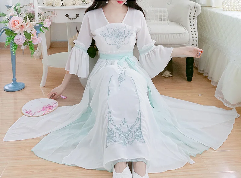 Новое модное женское платье Hanfu платья в китайском стиле платье с вышивкой