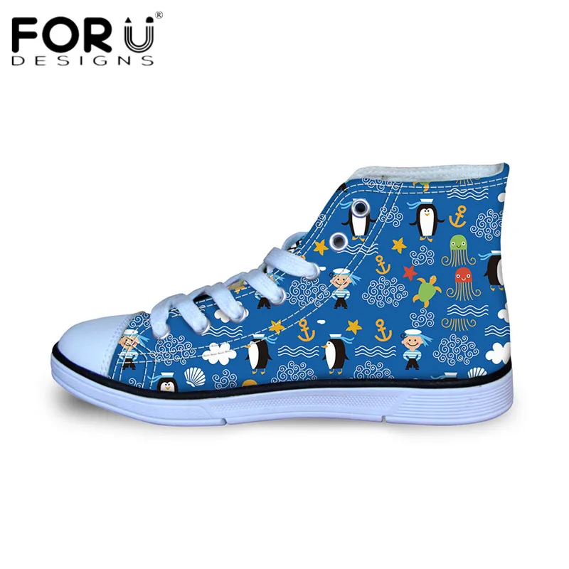 

FORUDESIGNS Cartoon Penguin Pattern Cute Flats Breathable Mesh Sneakers for Child Girls Boys Casual Autumn Walking Canvas Shoes