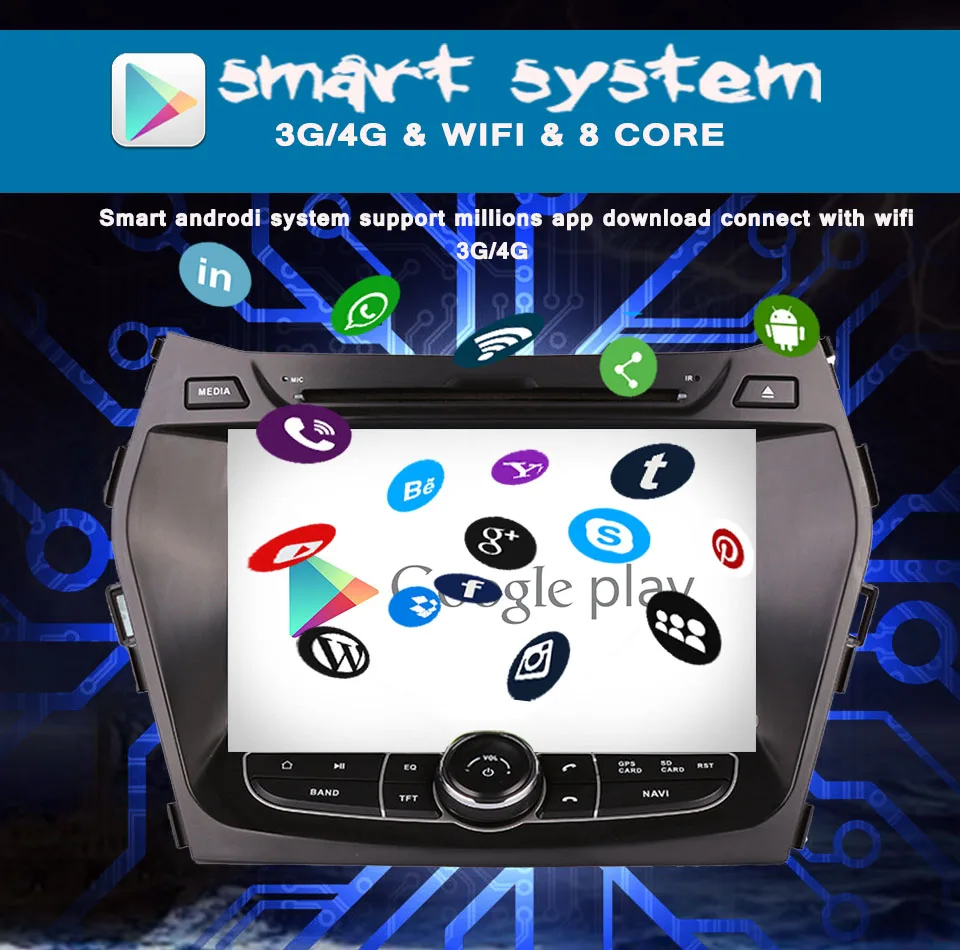 Cheap Auto 2 Din 4+64GB Android 9.0 Car dvd gps player For HYUNDAI IX45 2013 - 2018 SANTA FE santafe With WIFI Car multimedia Headunit 9