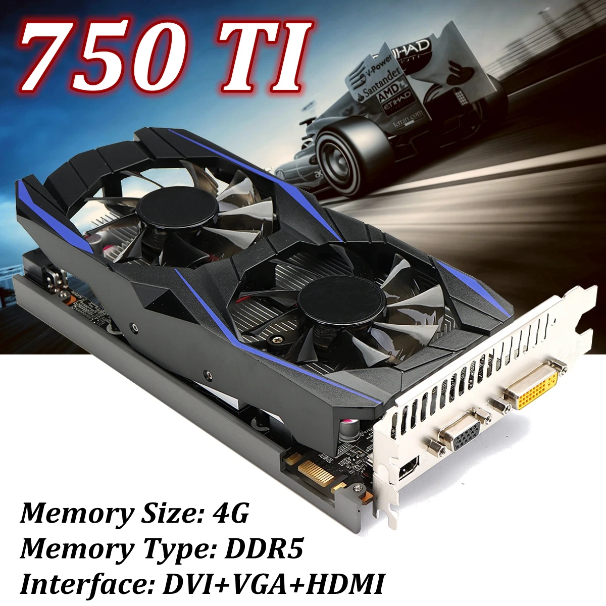 

750TI 4GB 128bit DDR5 Computer Gaming PC PCI-Express 2.0 Video Graphics card GP107 With HDMI DVI DP