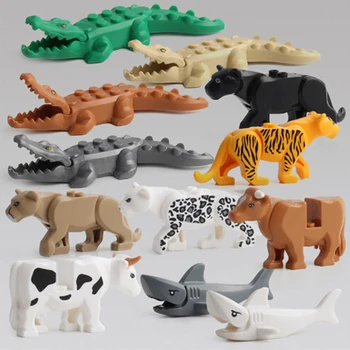 

1Set Animal Building Block Toys Crocodile Tiger Cow Animal Buildable Model Kids
