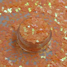 TCI54 Сердце формы Радужный перламутровый оранжевый цвет конфетти spangles блеск для дизайна ногтей DIY украшения 1 упаковка = 50 г