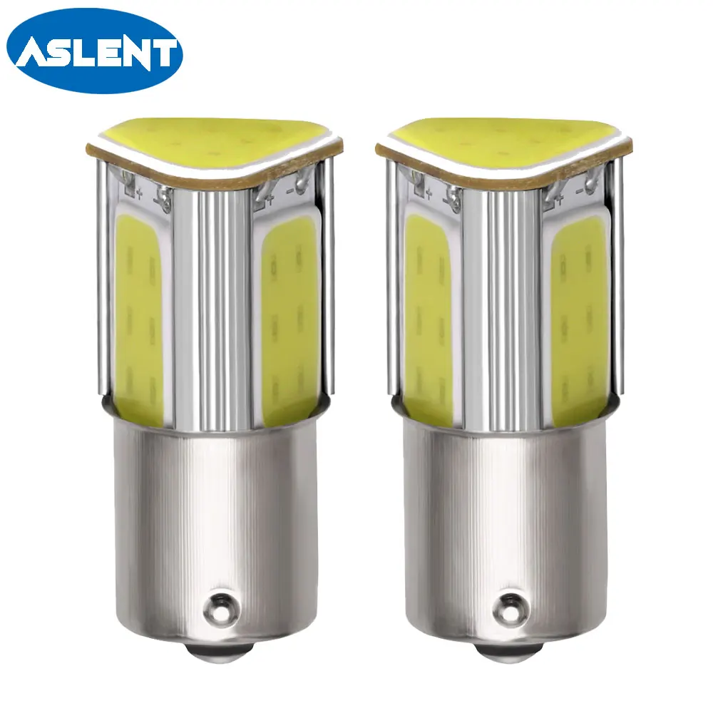 

Aslent 2pcs 1156 ba15s p21w 1157 bay15d P21/5W led COB 12v auto Brake light White Yellow Car Bulb rear Turn signal lamp parking