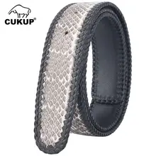 CUKUP Unisex jakości 100% prawdziwa skóra węża pas kobiet mężczyzna Pin i gładki biały styl pasy dla kobiet bez klamry NCK340
