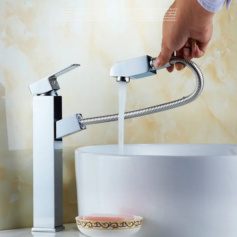 

pull out mixer Noodle basin faucet copper hot tap nozzle capable of expansion washbasin faucet wash basin