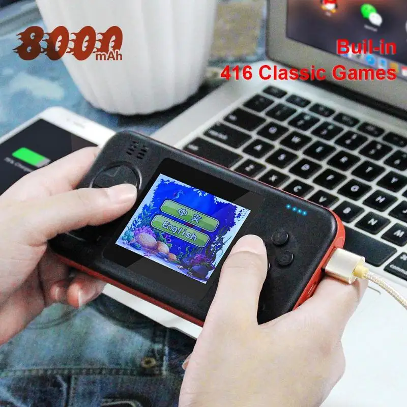 Tanie Buil in 416 klasyczne gry Handheld Gamepad konsola do gier z 8000mAh Power Bank gra bawić się zabawkami dla dzieci dorośli