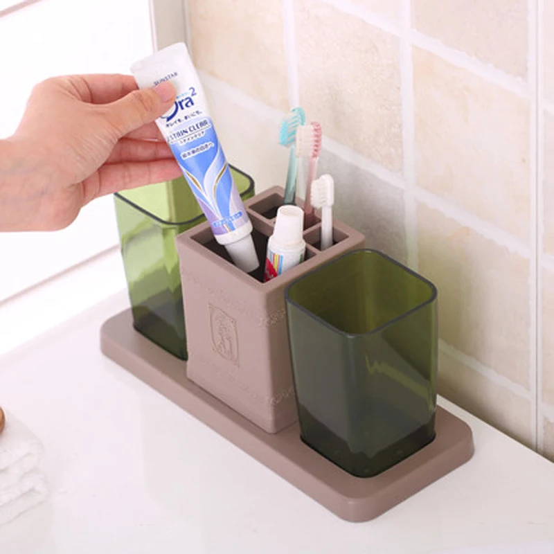 Plastic Tumbler Toothpaste Toothbrush Holder Bathroom Accessories Set 3Pcs/Set Storage Stand Home Supplies Wash Free Shipping